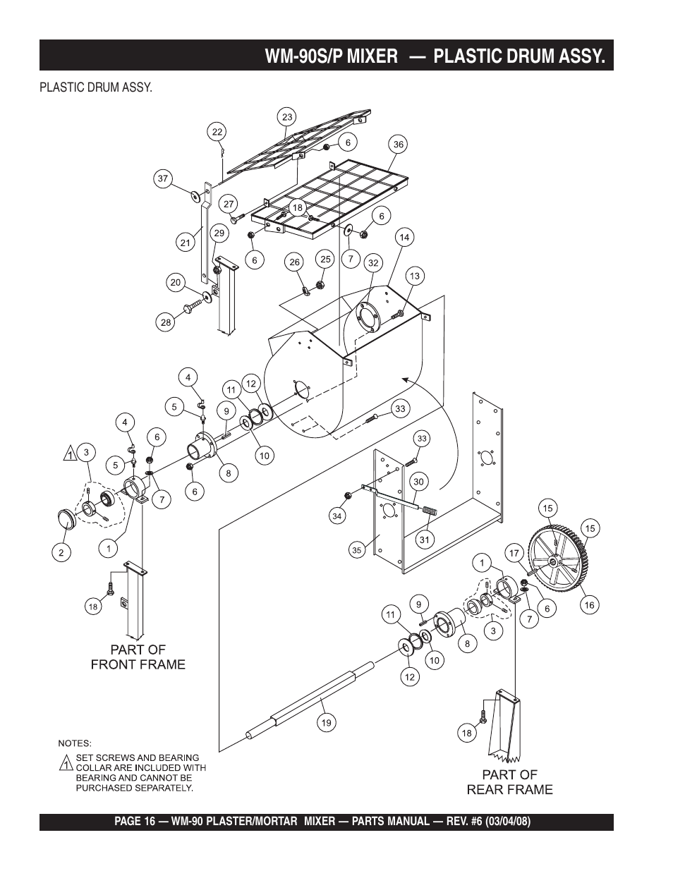 Wm-90s/p mixer — plastic drum assy | Multiquip WM90P User Manual | Page 16 / 66