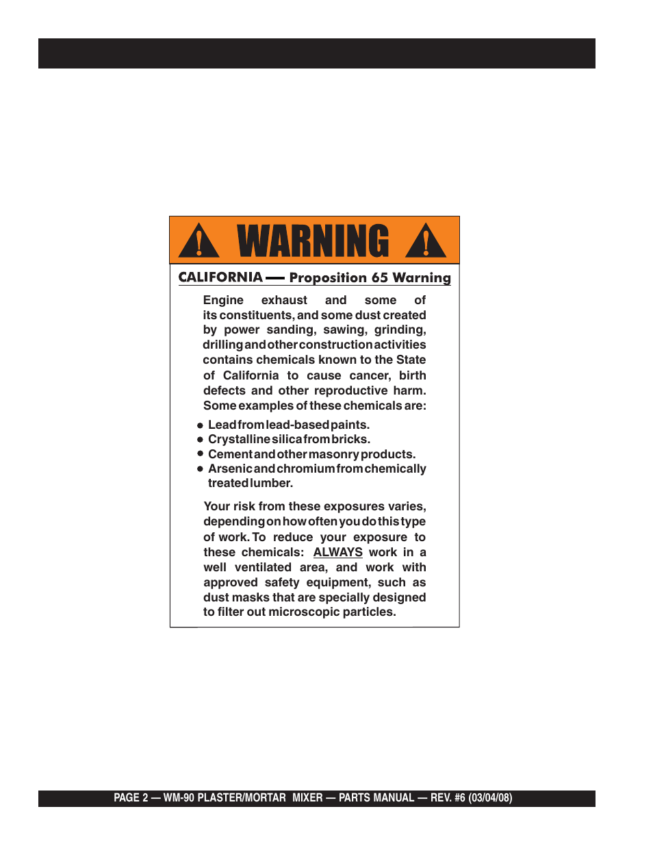 Multiquip WM90P User Manual | Page 2 / 66