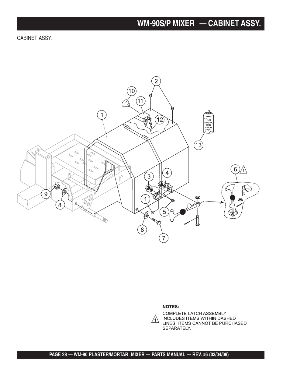 Wm-90s/p mixer — cabinet assy | Multiquip WM90P User Manual | Page 28 / 66