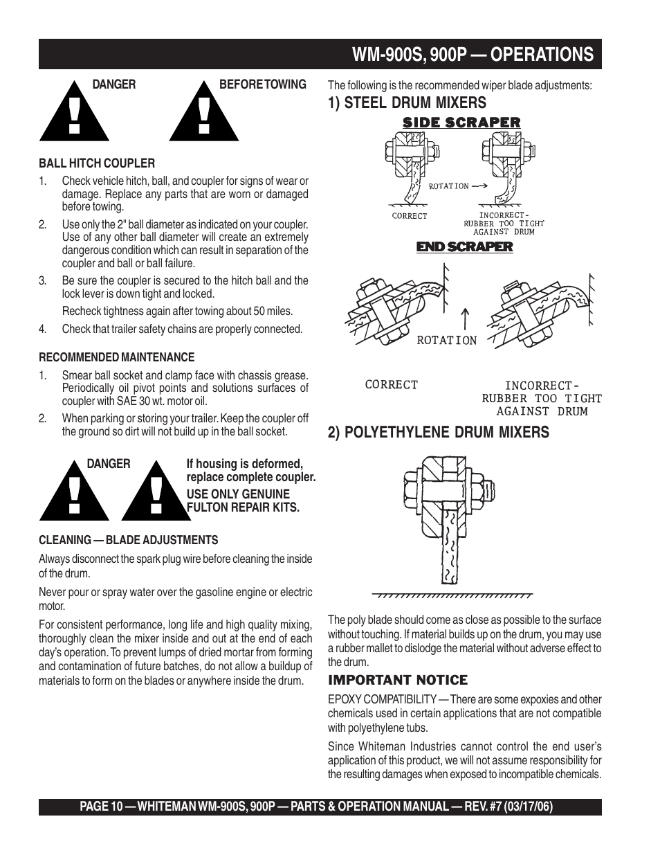 2) polyethylene drum mixers, 1) steel drum mixers | Multiquip WM900P User Manual | Page 10 / 30