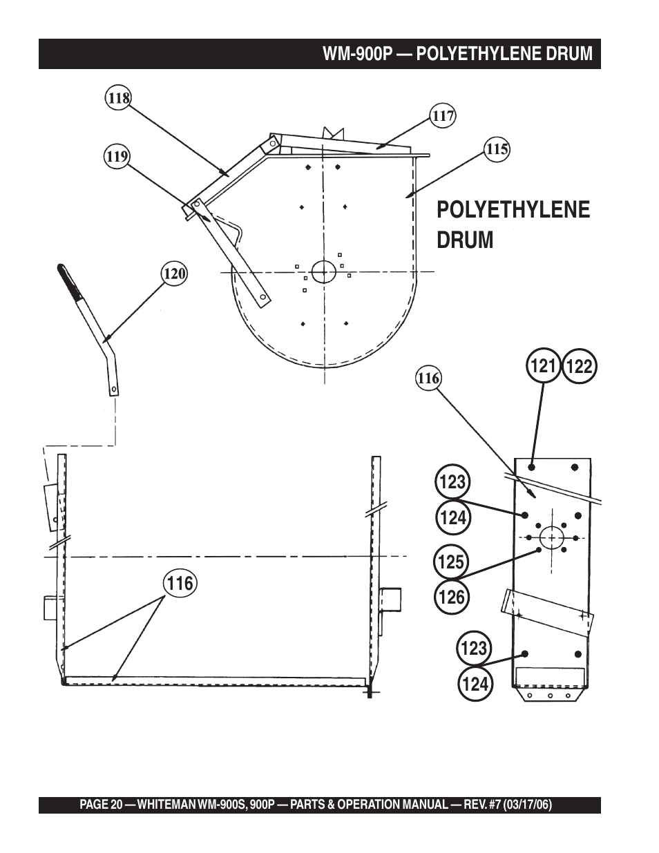 Polyethylene drum | Multiquip WM900P User Manual | Page 20 / 30