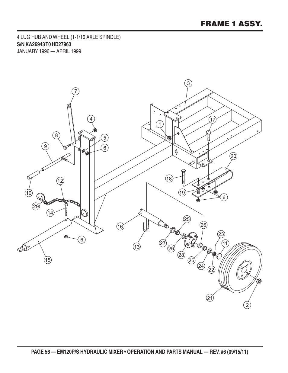Frame 1 assy | Multiquip EM120S User Manual | Page 56 / 108
