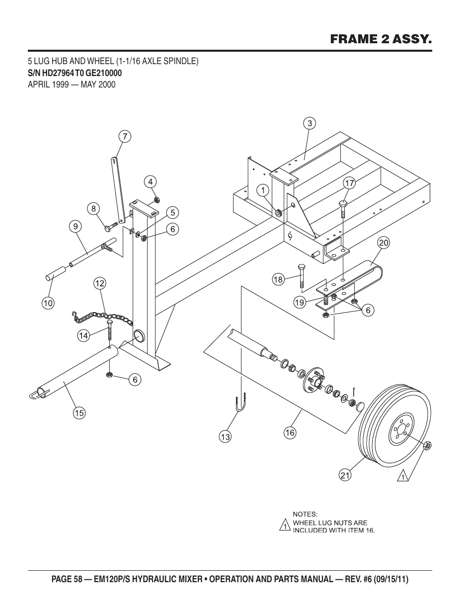 Frame 2 assy | Multiquip EM120S User Manual | Page 58 / 108