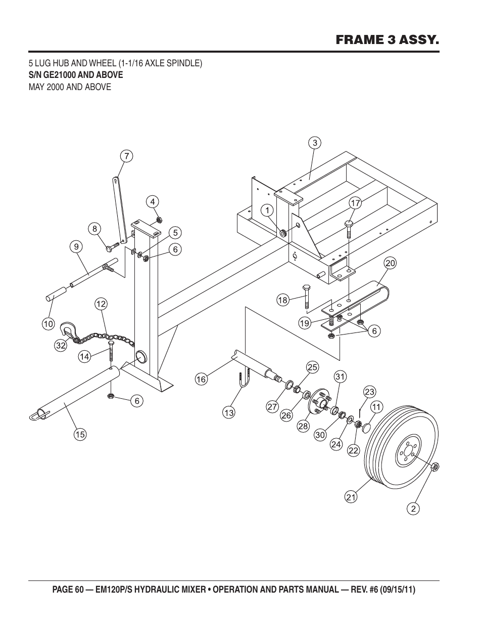 Frame 3 assy | Multiquip EM120S User Manual | Page 60 / 108