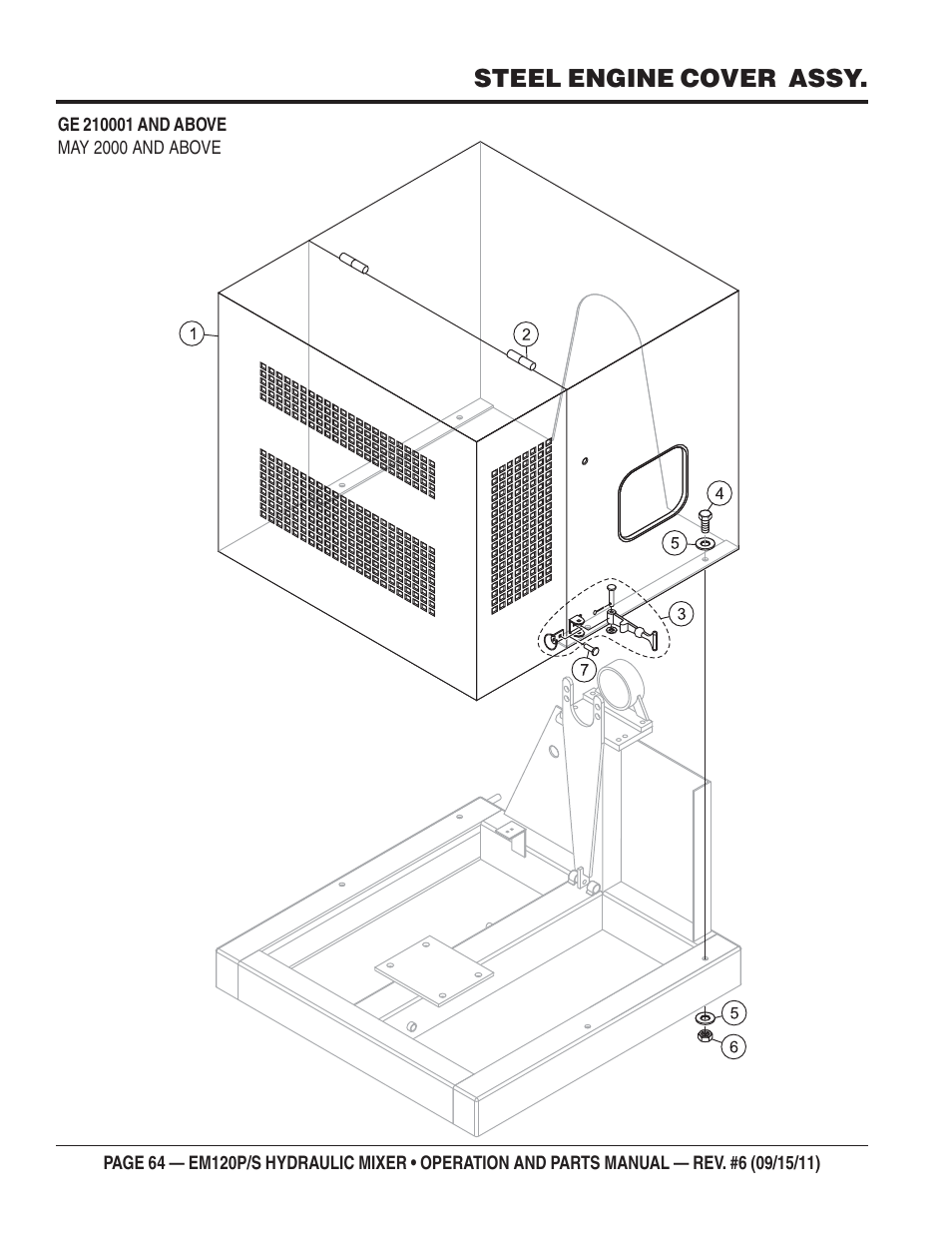 Steel engine cover assy | Multiquip EM120S User Manual | Page 64 / 108