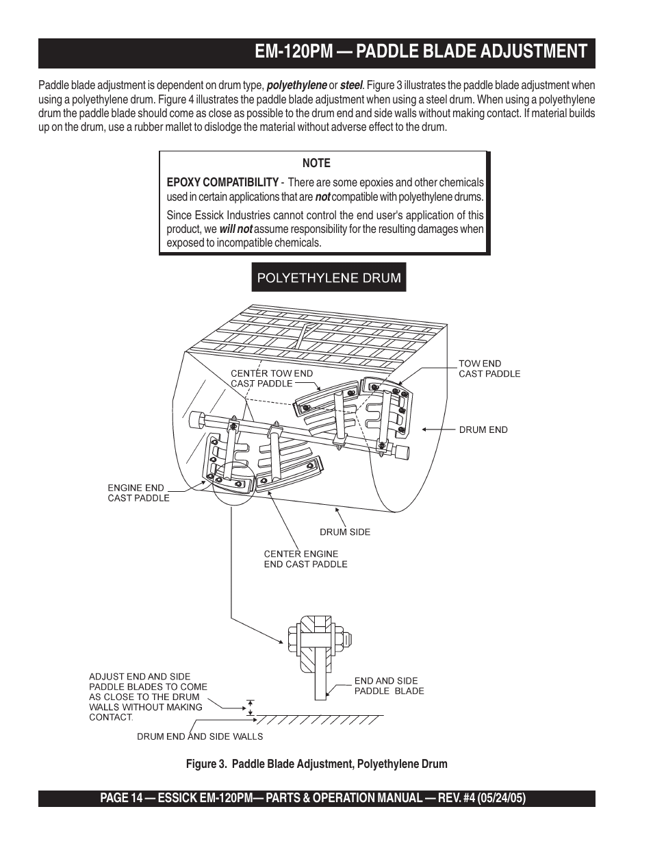 Em-120pm — paddle blade adjustment b | Multiquip EM120PM User Manual | Page 14 / 48