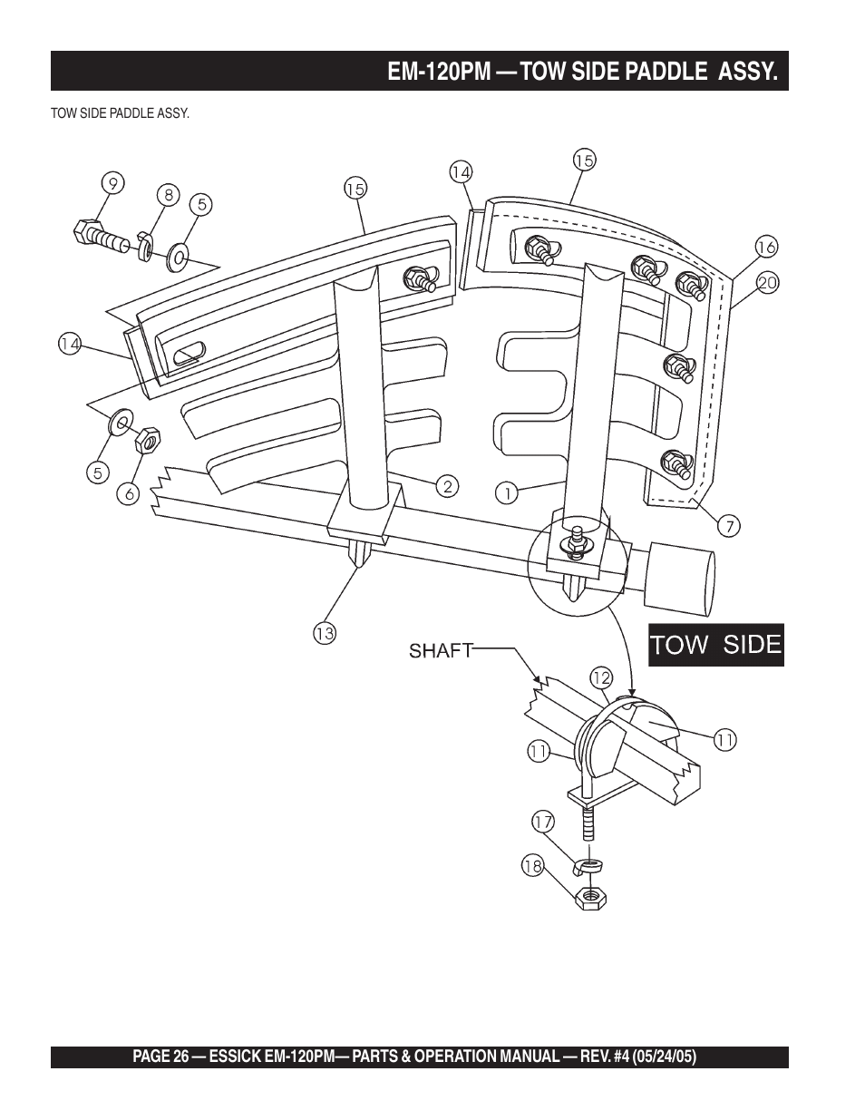 Em-120pm — tow side paddle assy | Multiquip EM120PM User Manual | Page 26 / 48