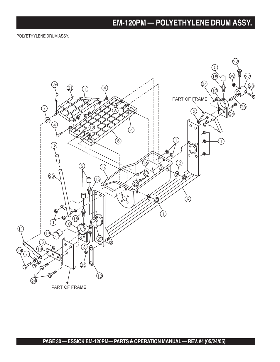 Em-120pm — polyethylene drum assy | Multiquip EM120PM User Manual | Page 30 / 48