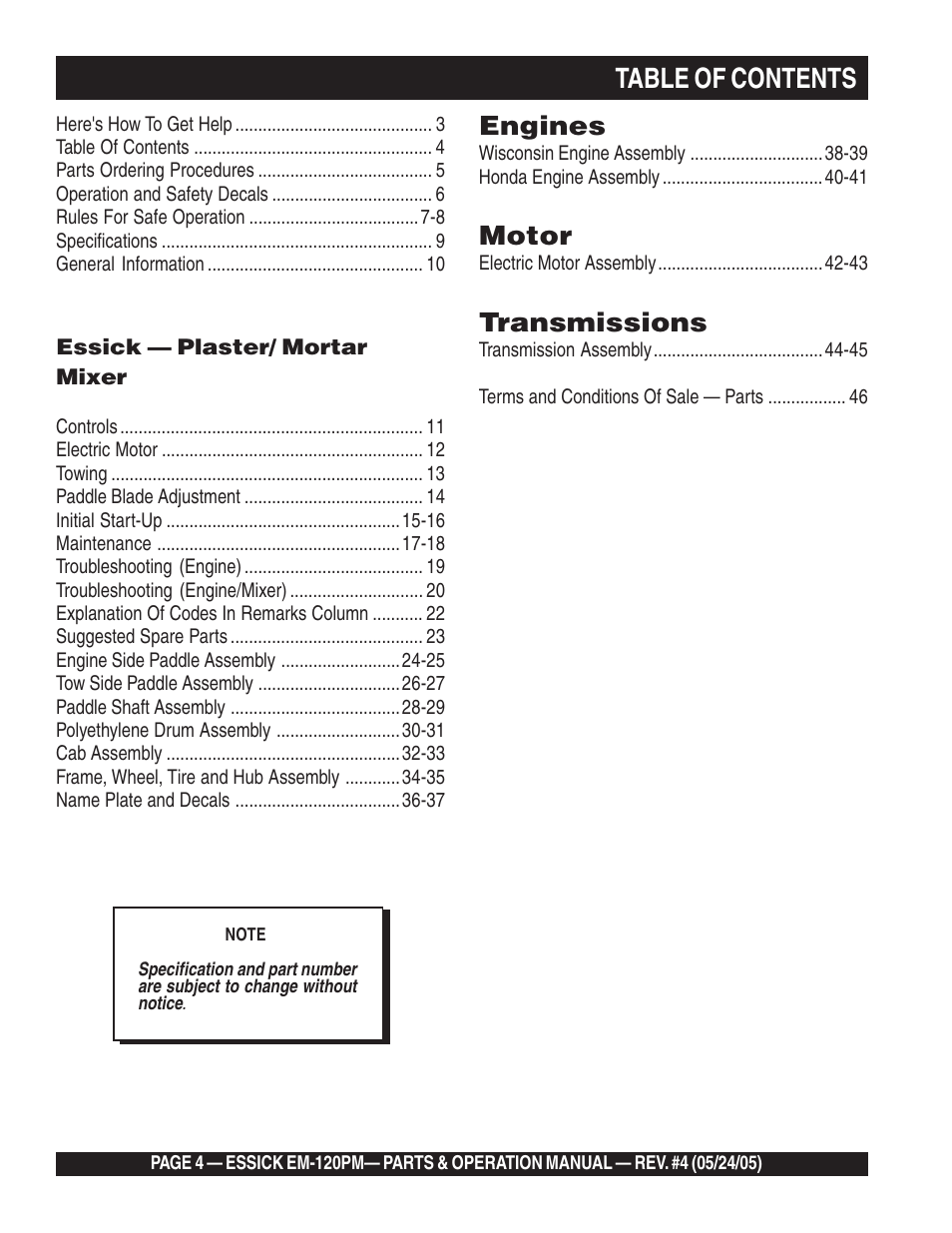 Multiquip EM120PM User Manual | Page 4 / 48