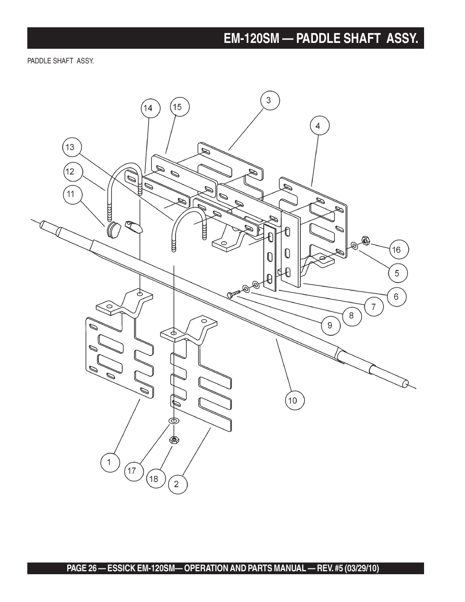 Em-120sm — paddle shaft assy | Multiquip EM120SM User Manual | Page 26 / 42