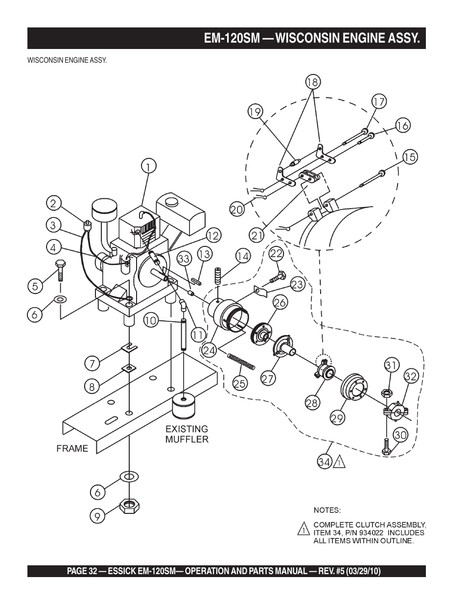 Em-120sm — wisconsin engine assy | Multiquip EM120SM User Manual | Page 32 / 42