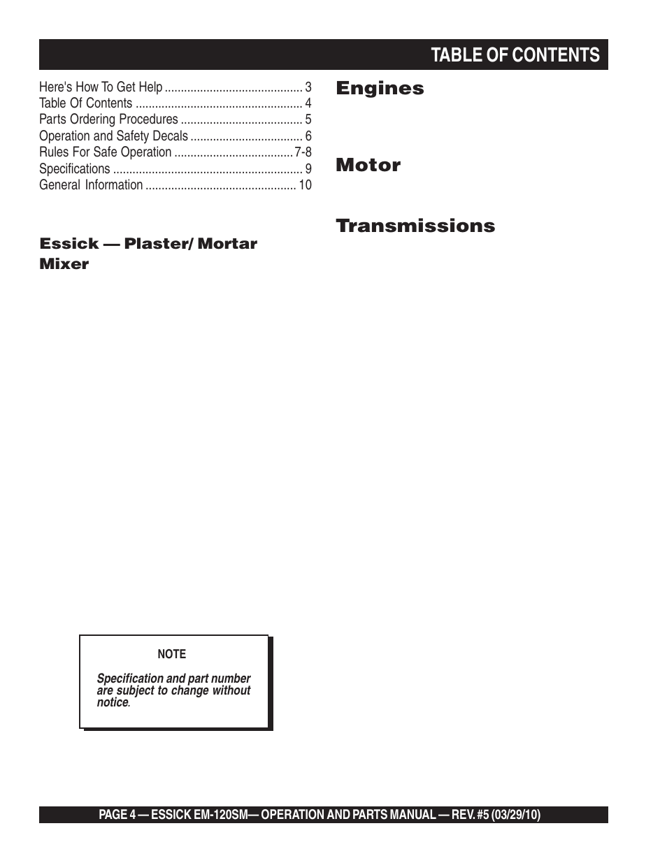 Multiquip EM120SM User Manual | Page 4 / 42