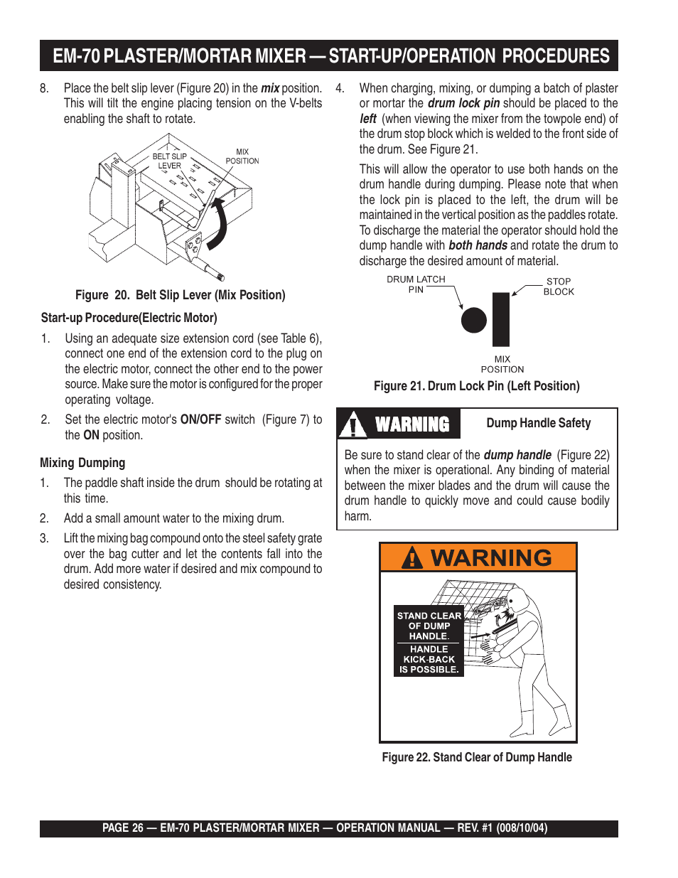 Warning | Multiquip EM70P User Manual | Page 26 / 40