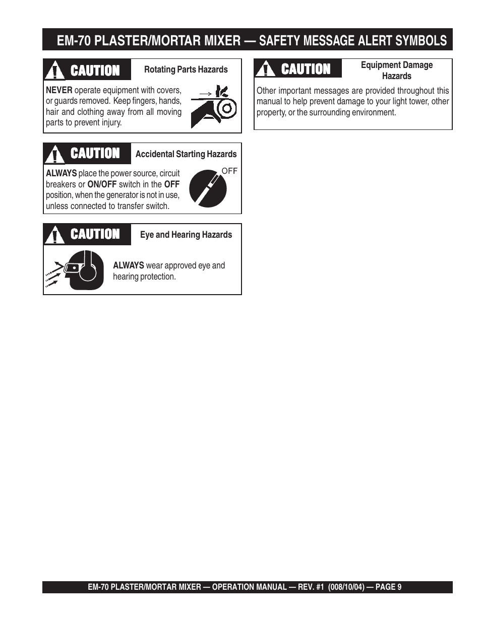 Multiquip EM70P User Manual | Page 9 / 40