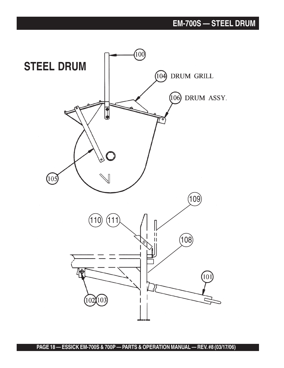 Steel drum | Multiquip EM700P User Manual | Page 18 / 30