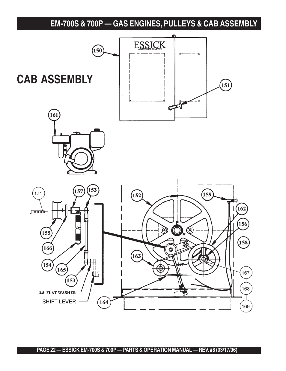 Cab assembly | Multiquip EM700P User Manual | Page 22 / 30