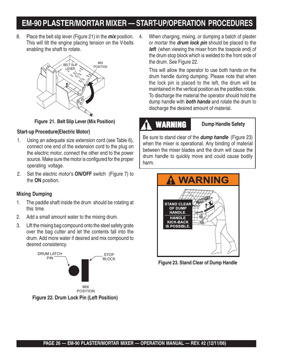 Warning | Multiquip EM90P User Manual | Page 26 / 40