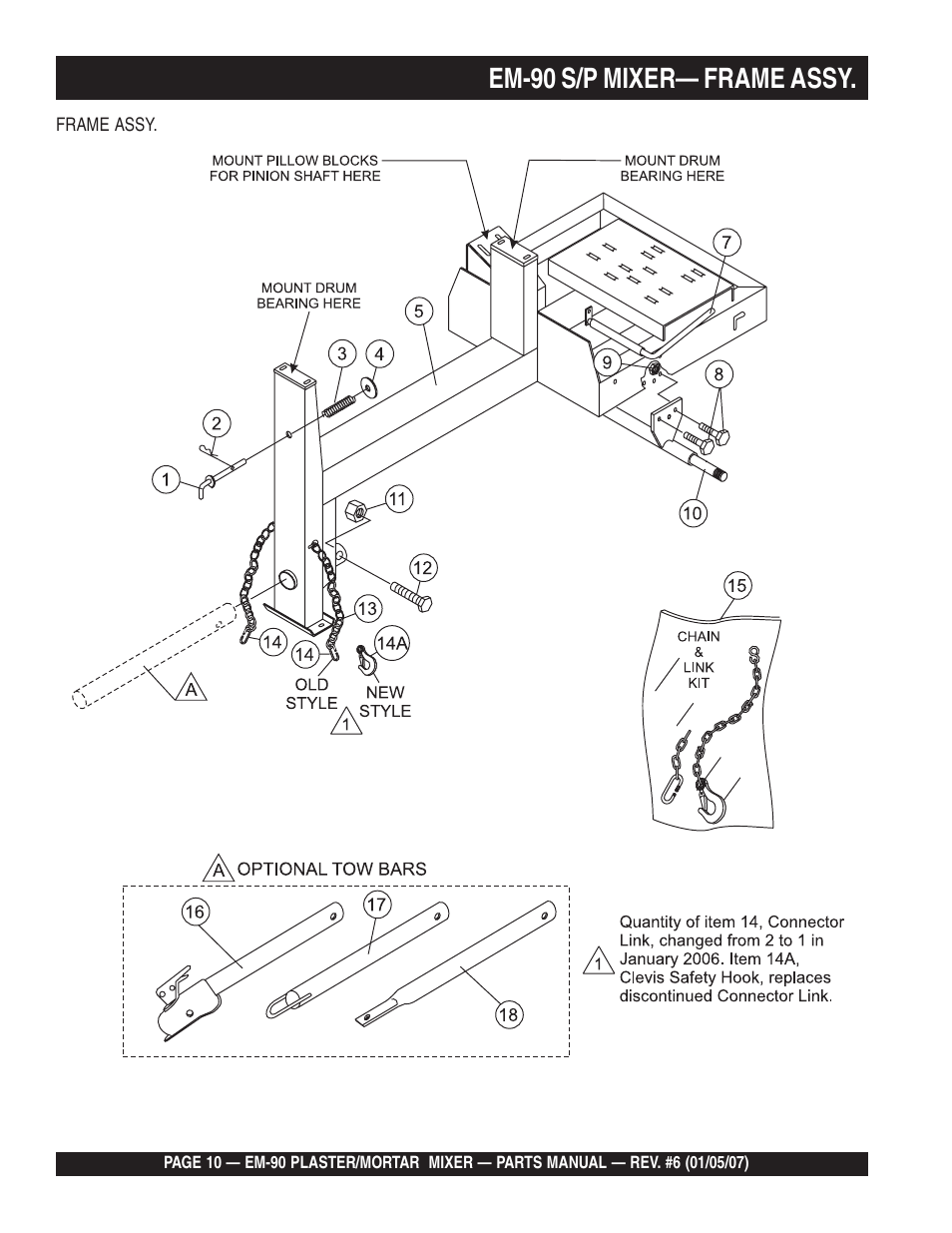 Em-90 s/p mixer— frame assy | Multiquip EM90P User Manual | Page 10 / 66