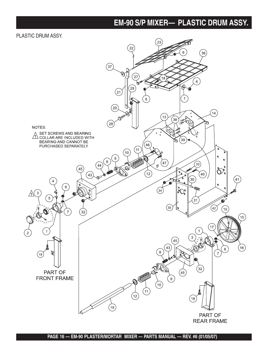 Em-90 s/p mixer— plastic drum assy | Multiquip EM90P User Manual | Page 16 / 66