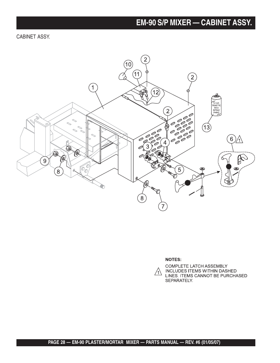 Em-90 s/p mixer — cabinet assy | Multiquip EM90P User Manual | Page 28 / 66