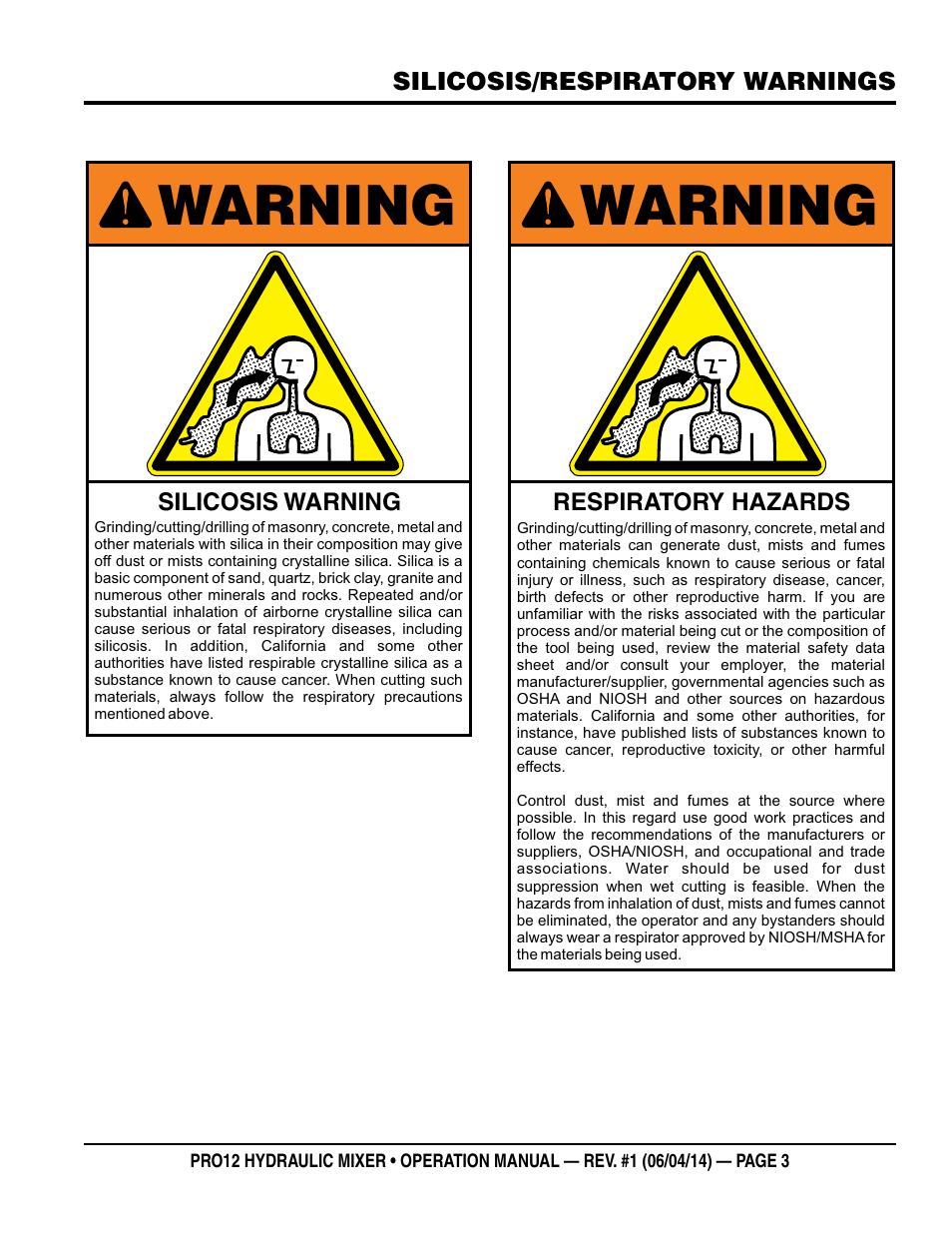 Warning | Multiquip PRO12E53 User Manual | Page 3 / 38