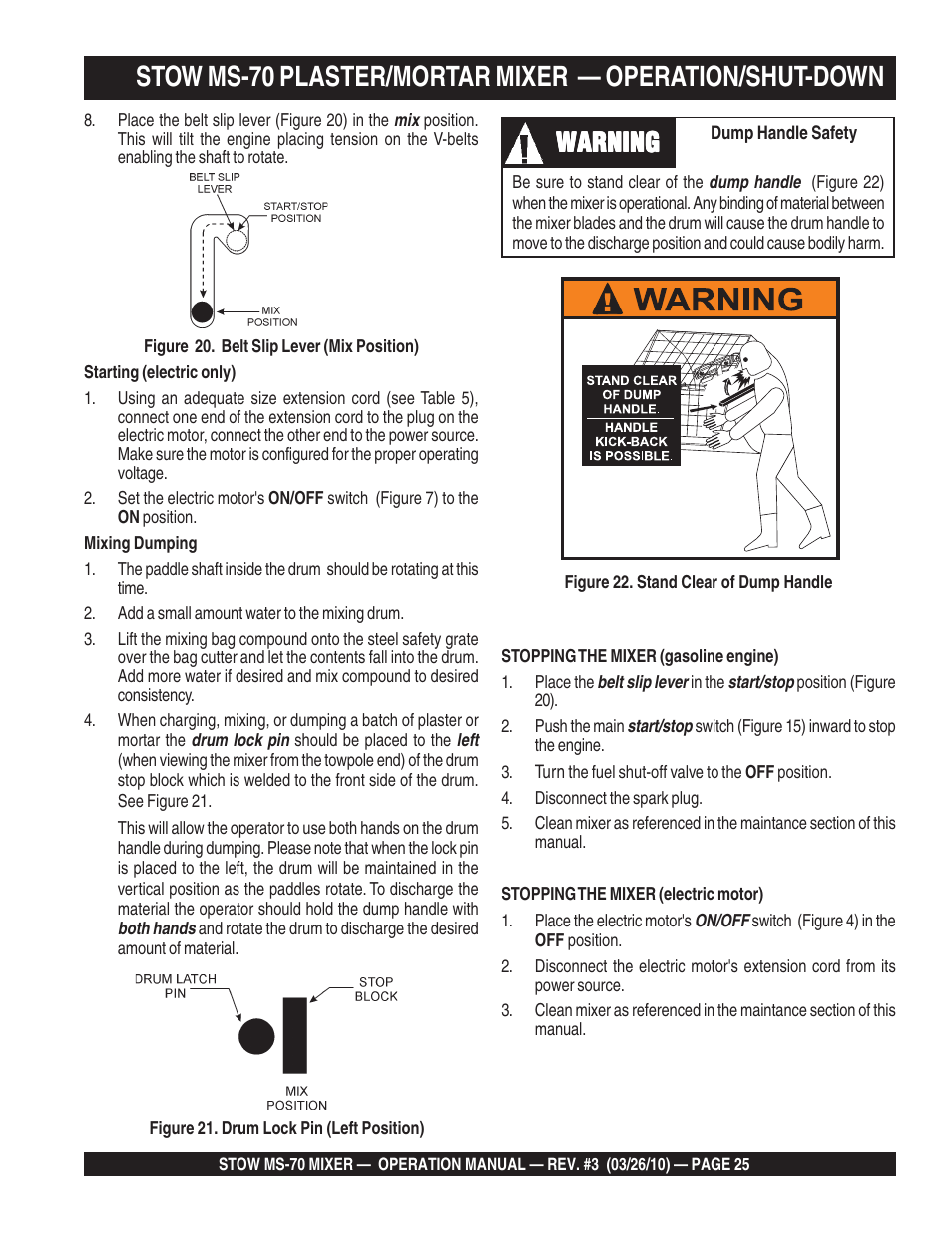 Warning | Multiquip MS70 User Manual | Page 25 / 94