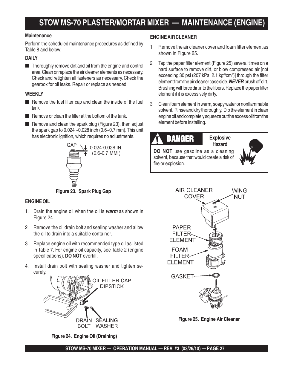 Danger | Multiquip MS70 User Manual | Page 27 / 94