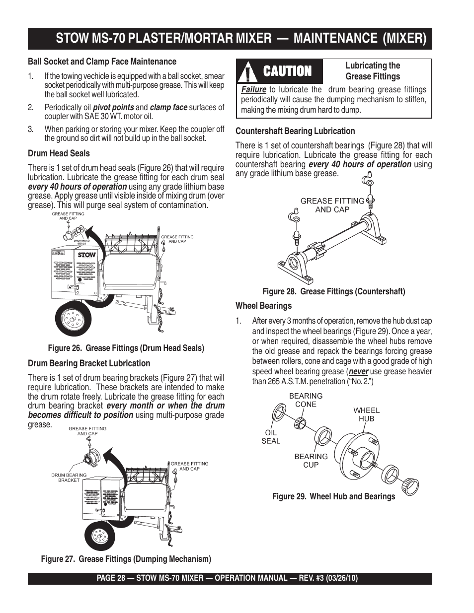 Caution | Multiquip MS70 User Manual | Page 28 / 94