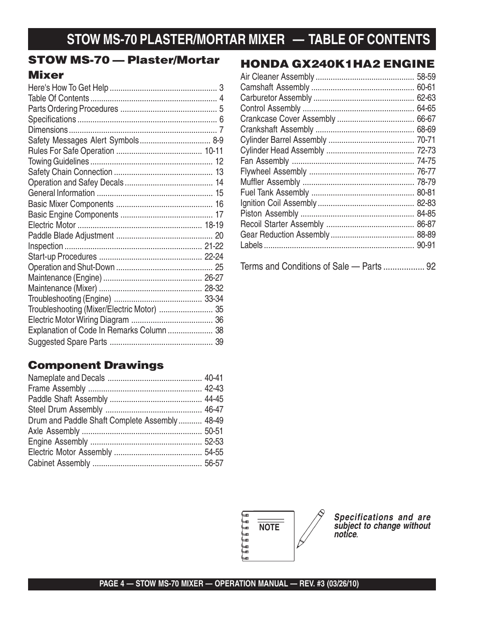 Multiquip MS70 User Manual | Page 4 / 94