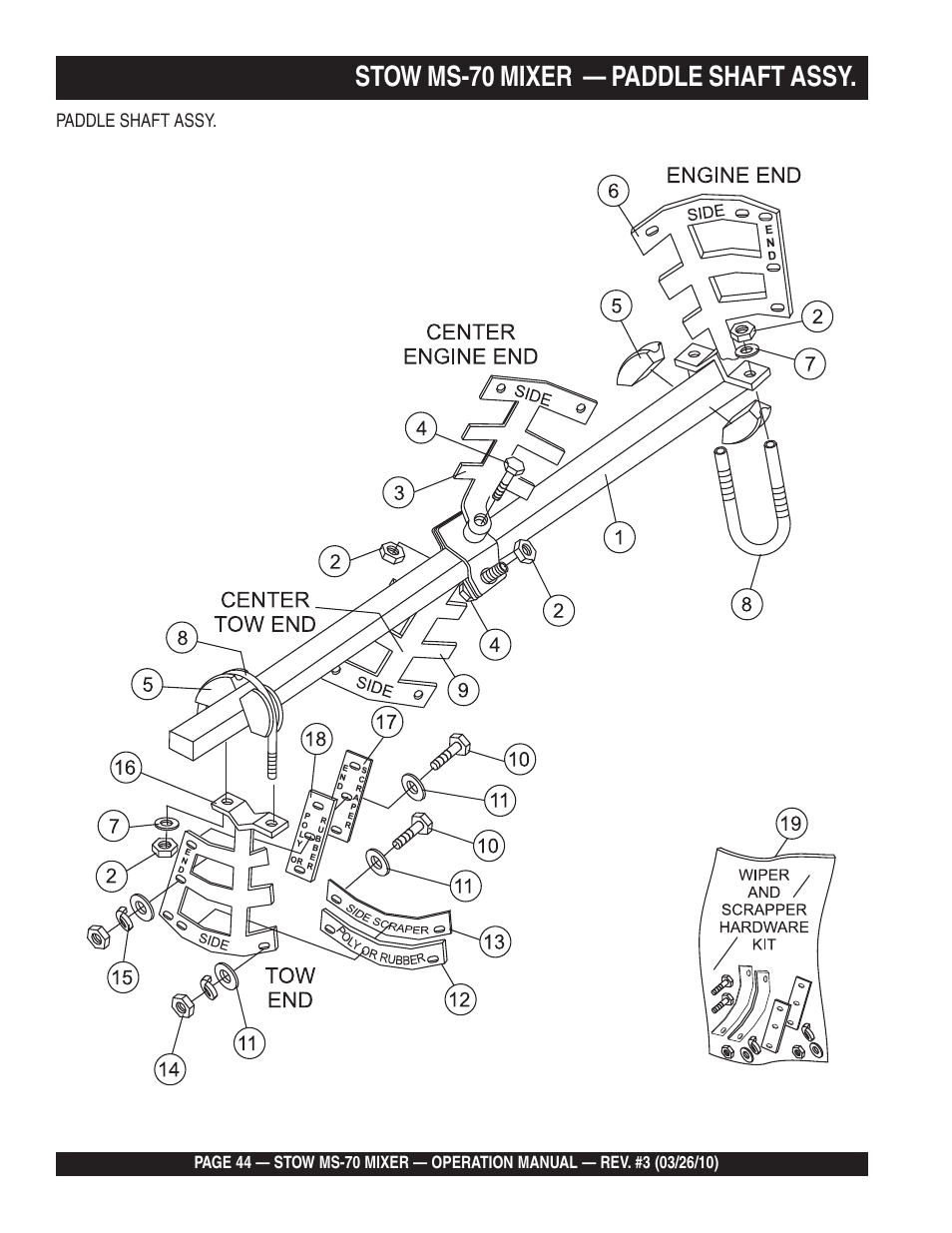 Stow ms-70 mixer — paddle shaft assy | Multiquip MS70 User Manual | Page 44 / 94