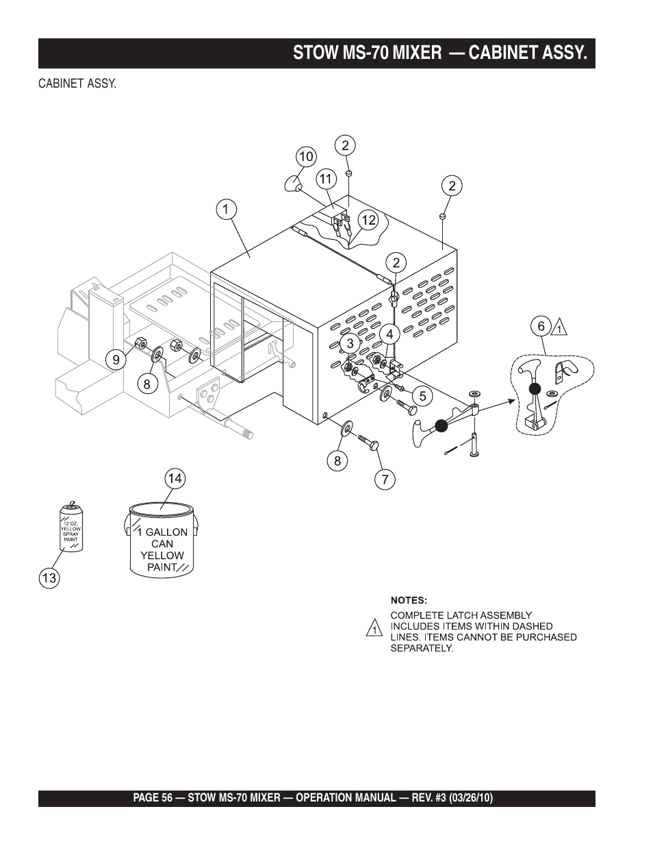 Stow ms-70 mixer — cabinet assy | Multiquip MS70 User Manual | Page 56 / 94