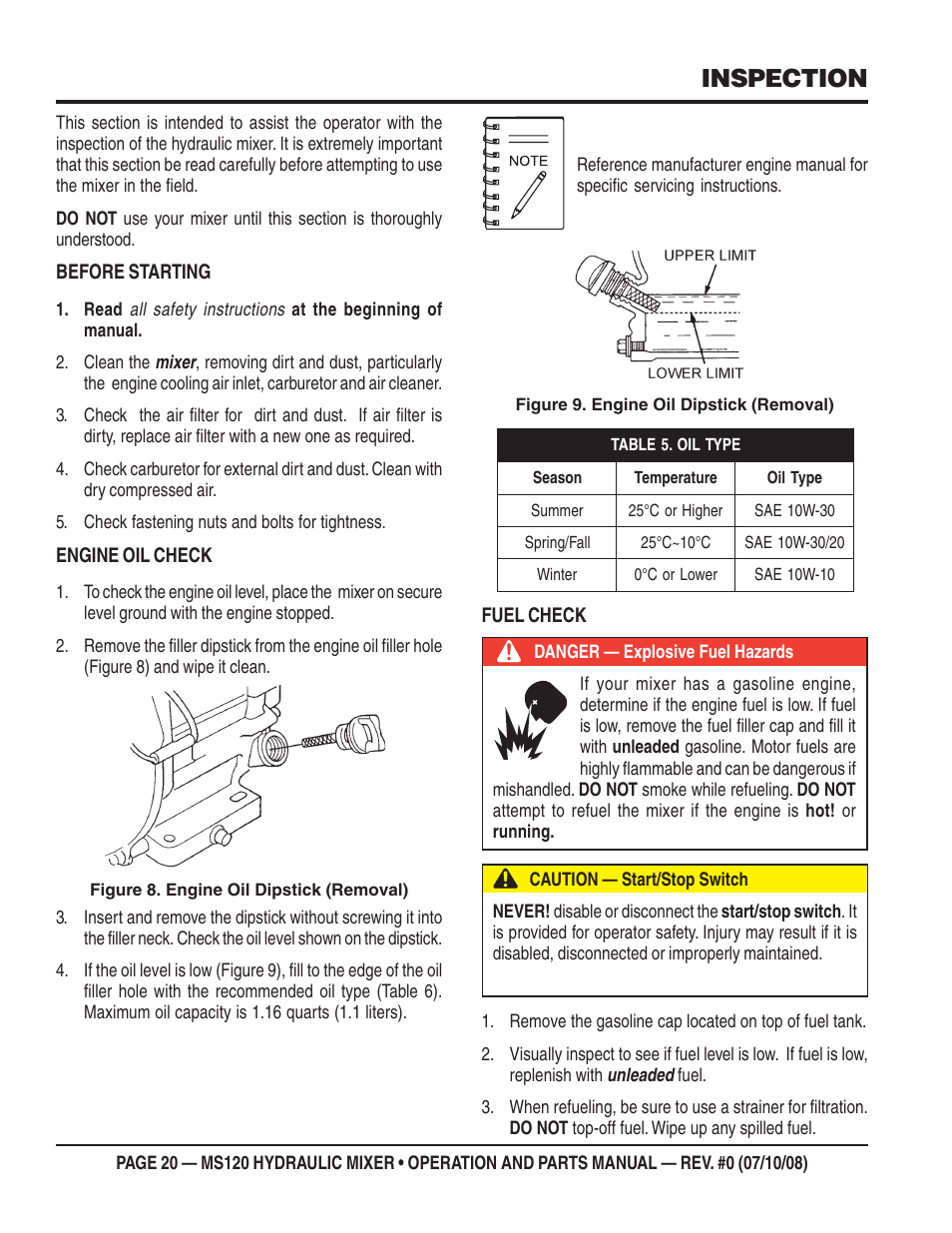 Inspection | Multiquip MS120HD13 User Manual | Page 20 / 92