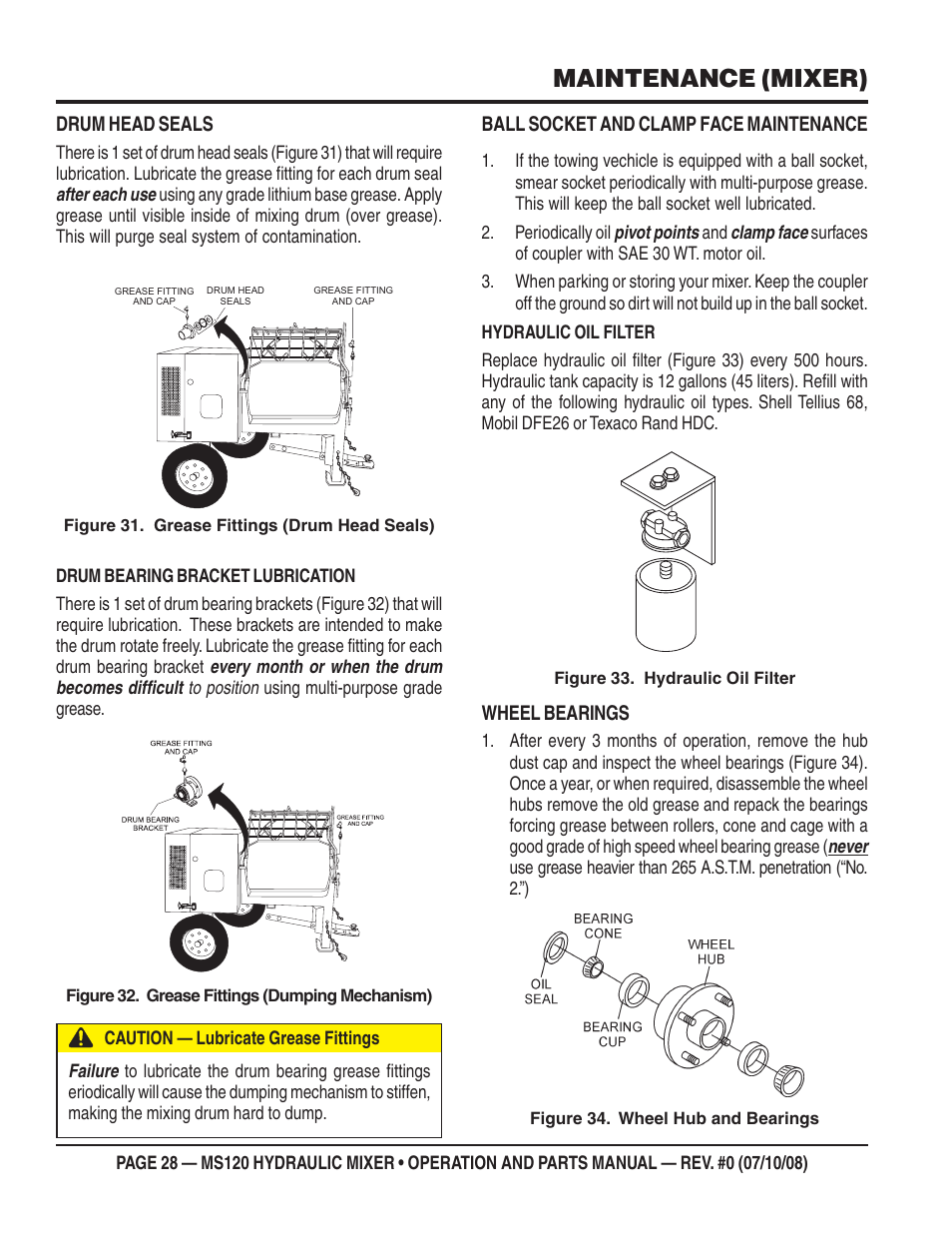 Maintenance (mixer) | Multiquip MS120HD13 User Manual | Page 28 / 92