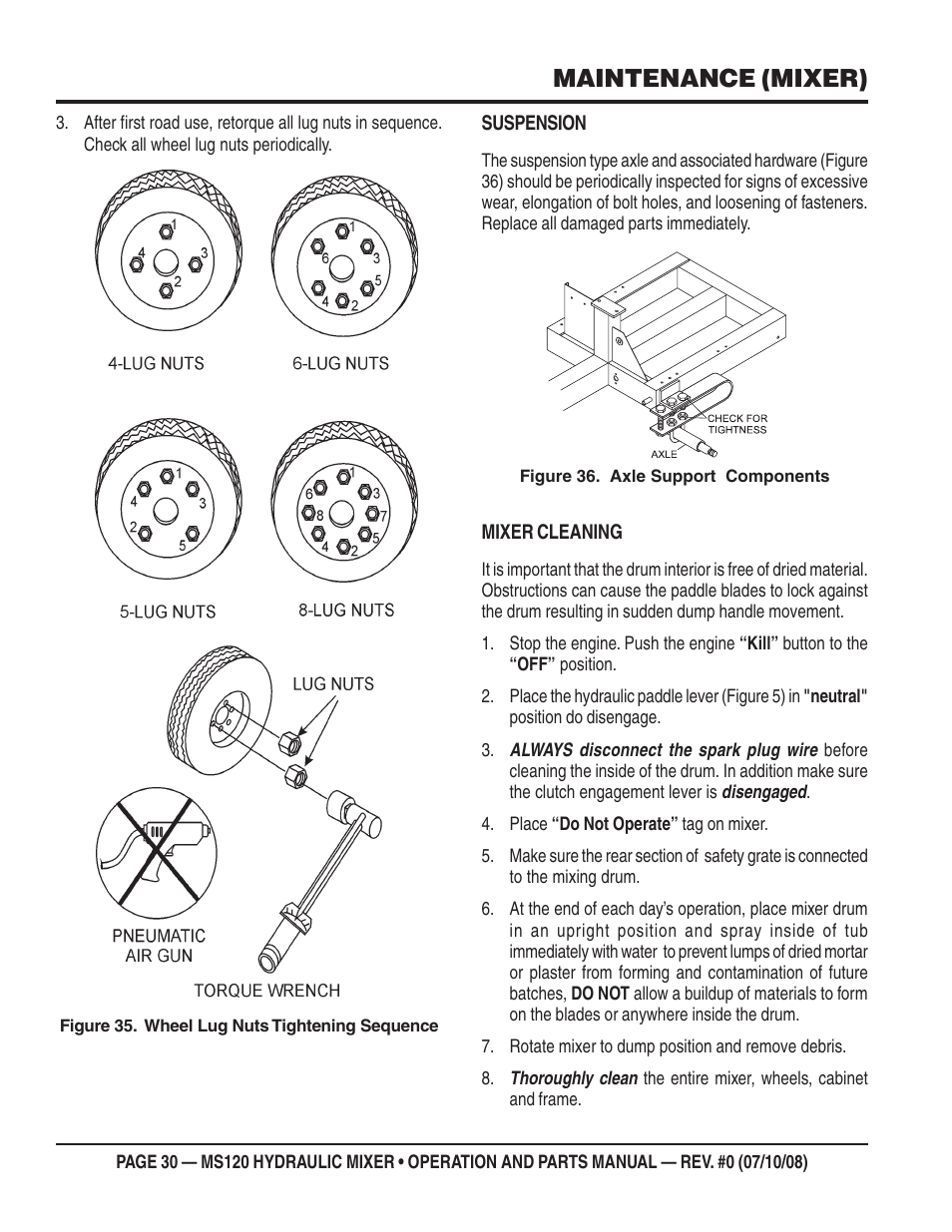 Maintenance (mixer) | Multiquip MS120HD13 User Manual | Page 30 / 92