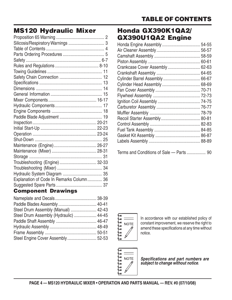 Multiquip MS120HD13 User Manual | Page 4 / 92