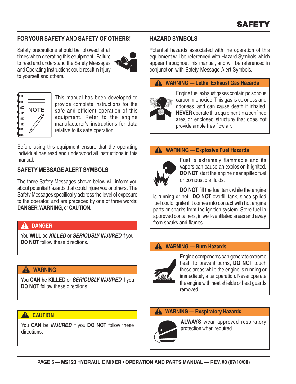 Safety | Multiquip MS120HD13 User Manual | Page 6 / 92