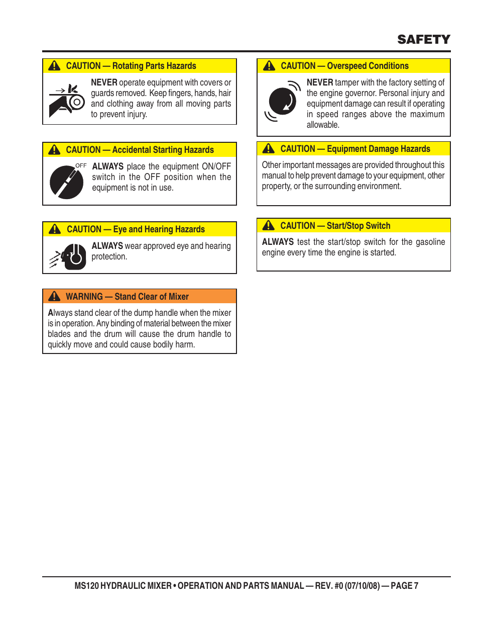 Safety | Multiquip MS120HD13 User Manual | Page 7 / 92