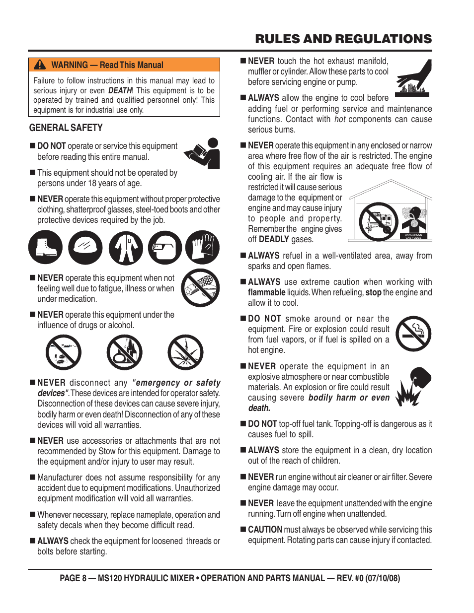Rules and regulations | Multiquip MS120HD13 User Manual | Page 8 / 92