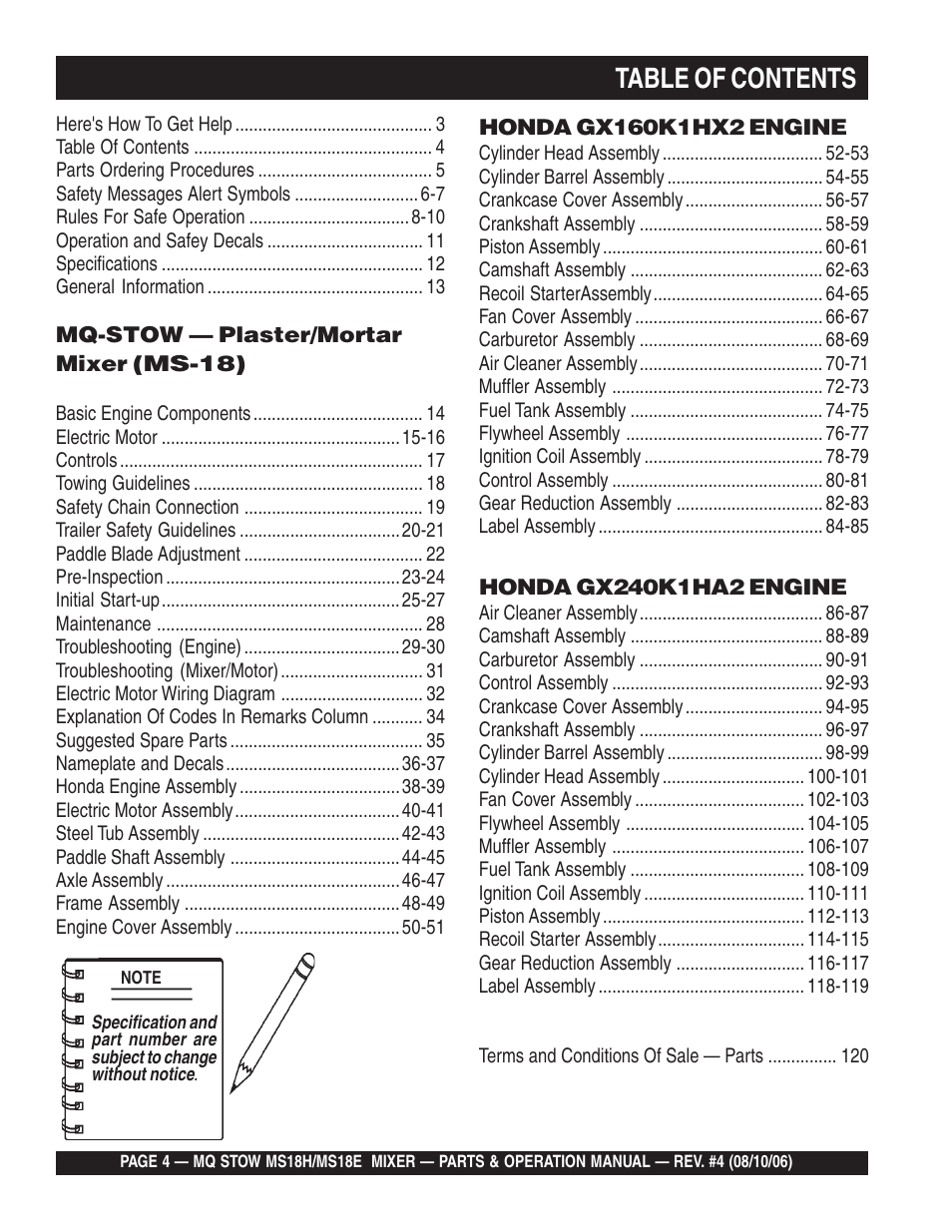 Multiquip MS18E User Manual | Page 4 / 122