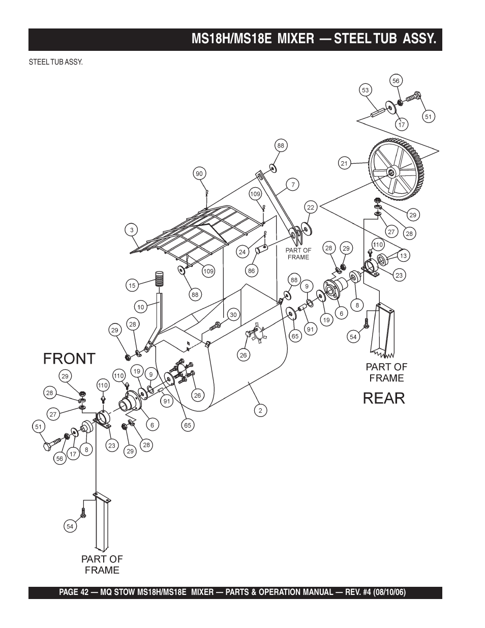 Ms18h/ms18e mixer — steel tub assy | Multiquip MS18E User Manual | Page 42 / 122