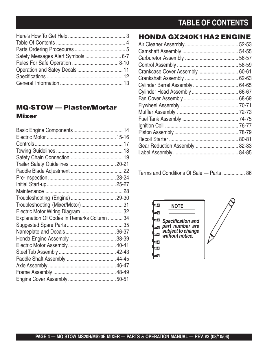 Multiquip MS20E User Manual | Page 4 / 88