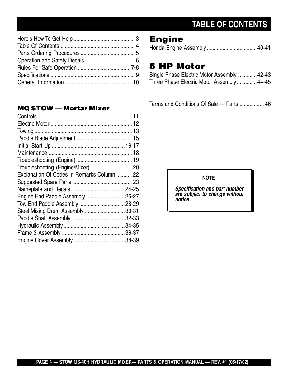 Multiquip MS40H User Manual | Page 4 / 48