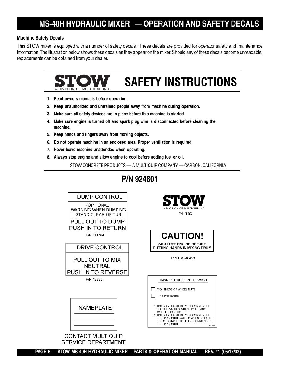 Safety instructions | Multiquip MS40H User Manual | Page 6 / 48