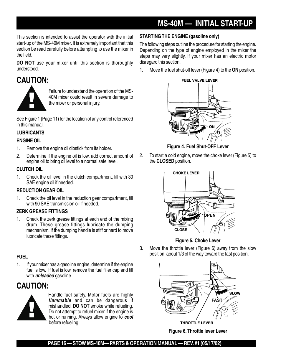 Ms-40m — initial start-up, Caution | Multiquip MS40M User Manual | Page 16 / 46