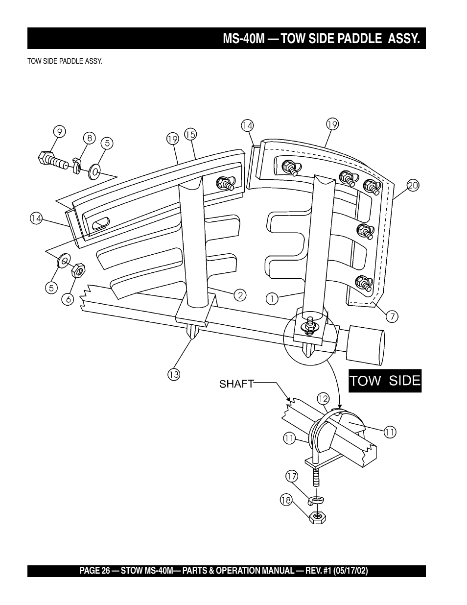 Ms-40m — tow side paddle assy | Multiquip MS40M User Manual | Page 26 / 46