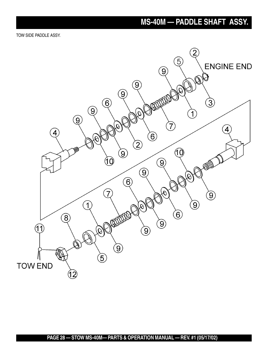 Ms-40m — paddle shaft assy | Multiquip MS40M User Manual | Page 28 / 46