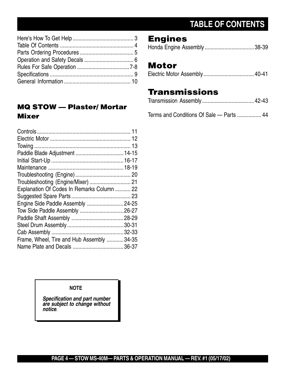 Multiquip MS40M User Manual | Page 4 / 46