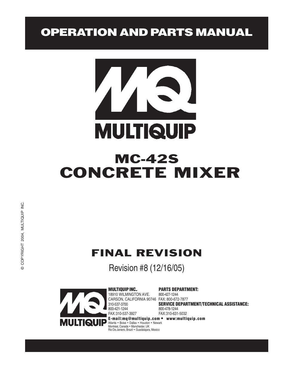 Multiquip MC42S User Manual | 84 pages