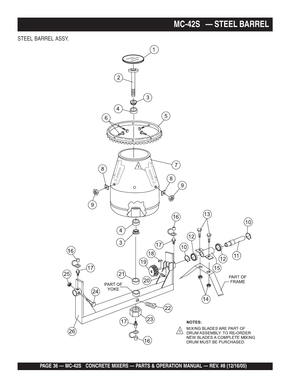 Mc-42s — steel barrel | Multiquip MC42S User Manual | Page 36 / 84