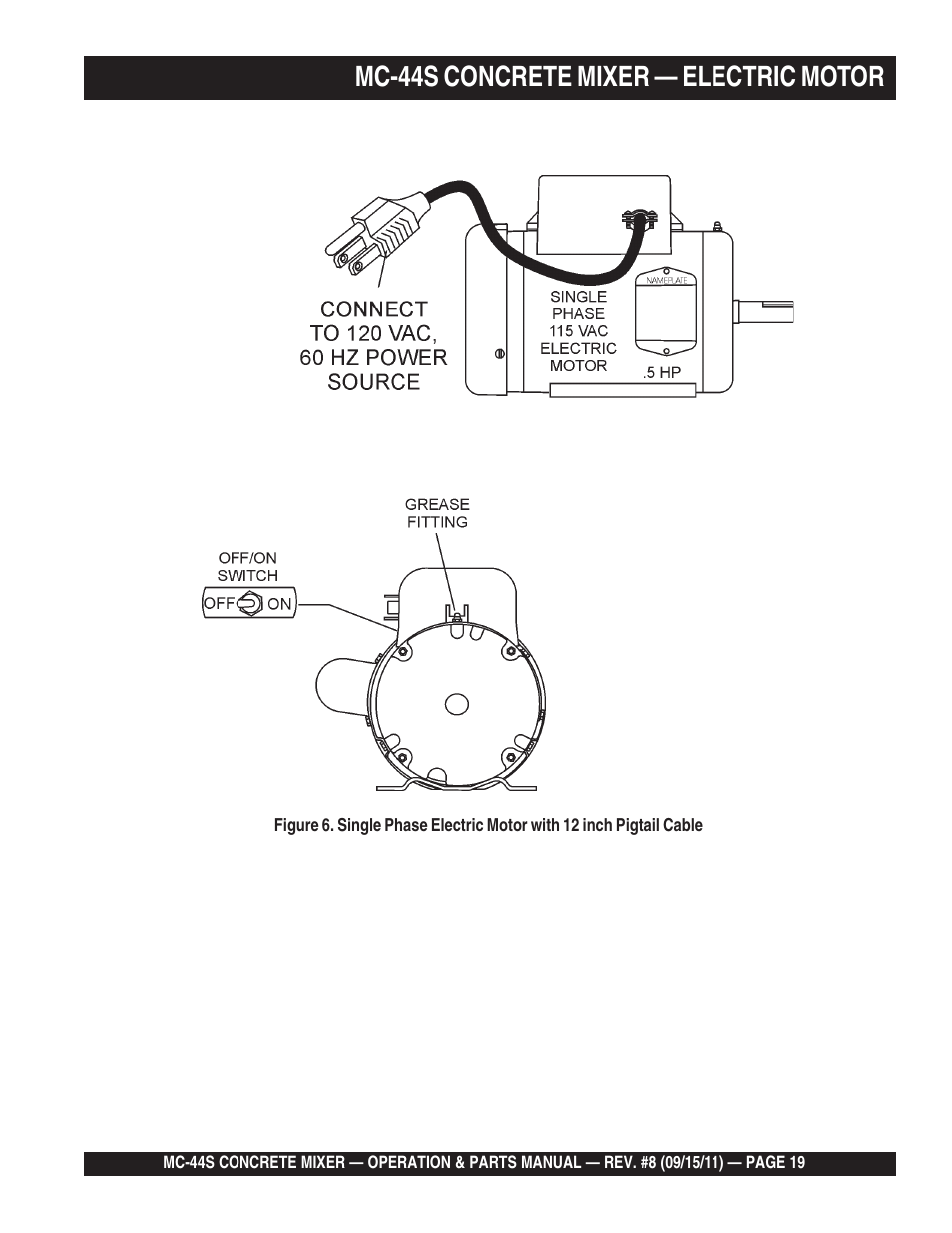 Mc-44s concrete mixer — electric motor | Multiquip MC44S User Manual | Page 19 / 84